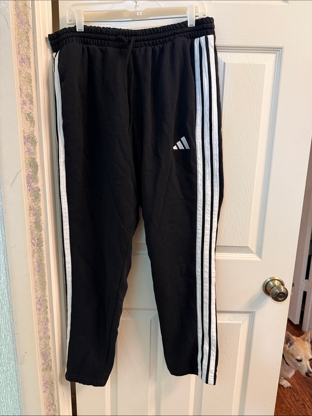 adidas Black Joggers with White Three-Stripes